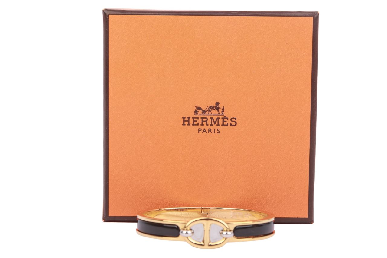 Hermès Mini Clic Armreif Schwarz / Gold / Silber