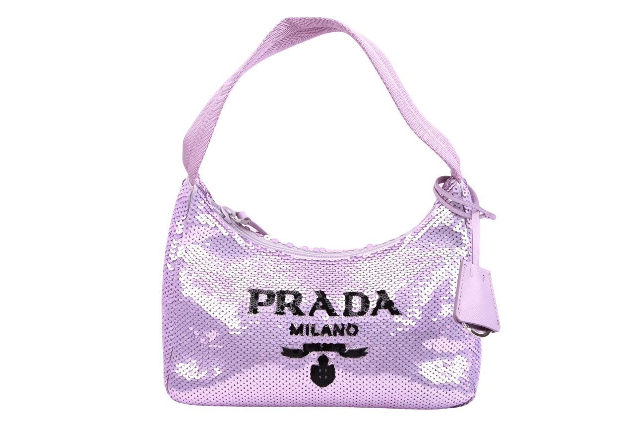 Prada Mini Re-Edition 2000 Purple Sequin Bag