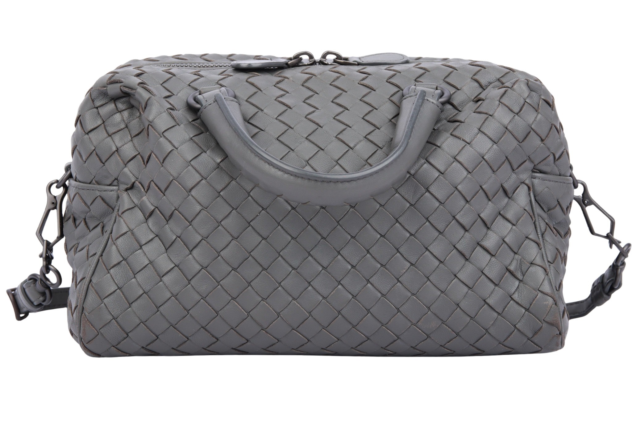 Bottega Veneta Intrecciato Crossbody Bag Grau