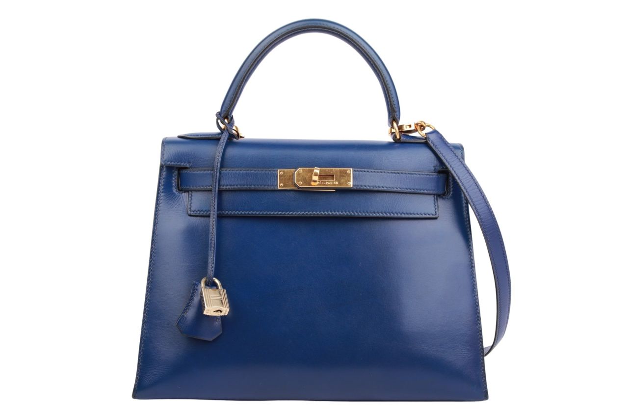 Hermès Kelly 28 Box Leder Blau