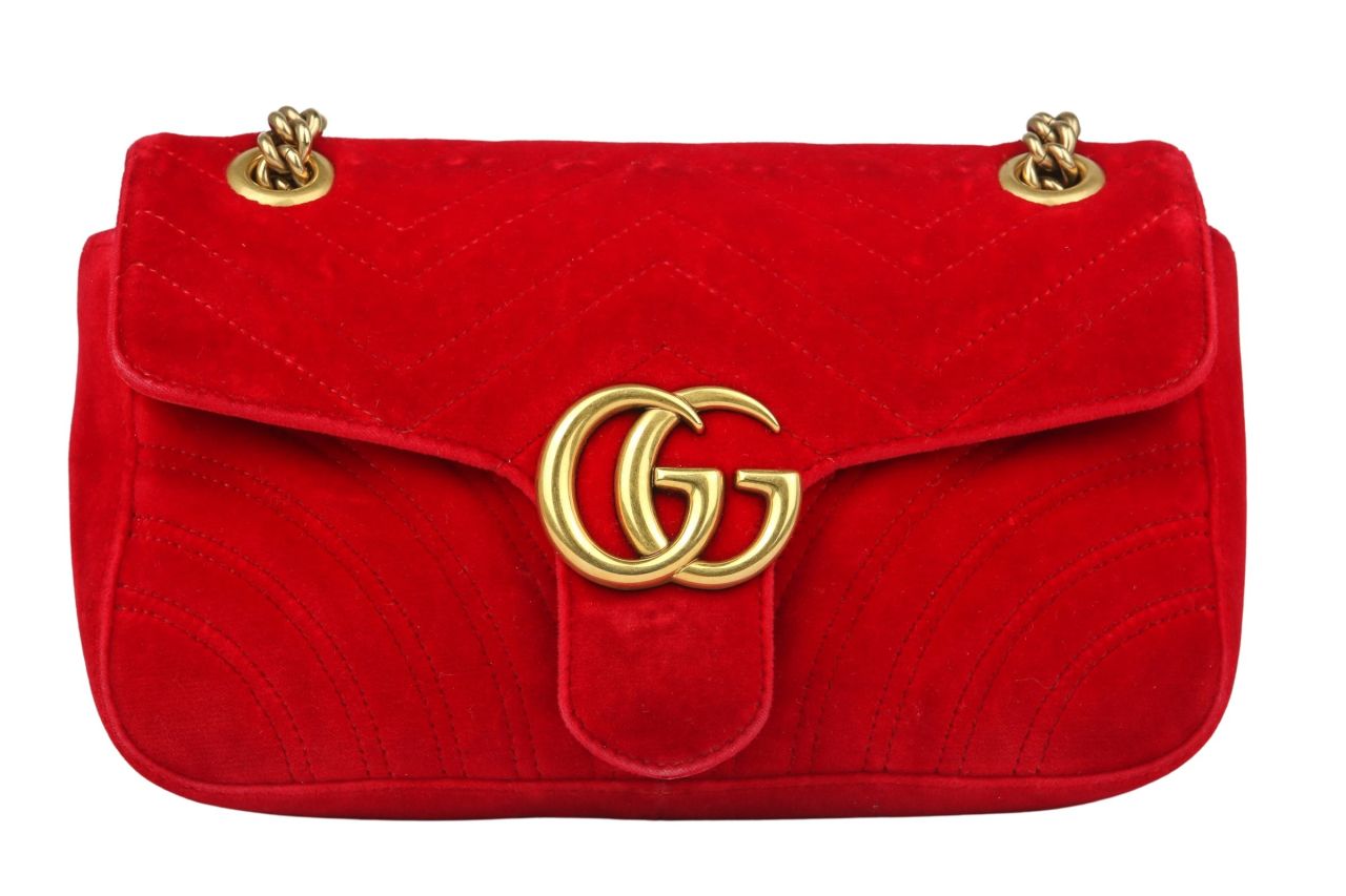 Gucci Marmont Crossbody Bag Velvet Red
