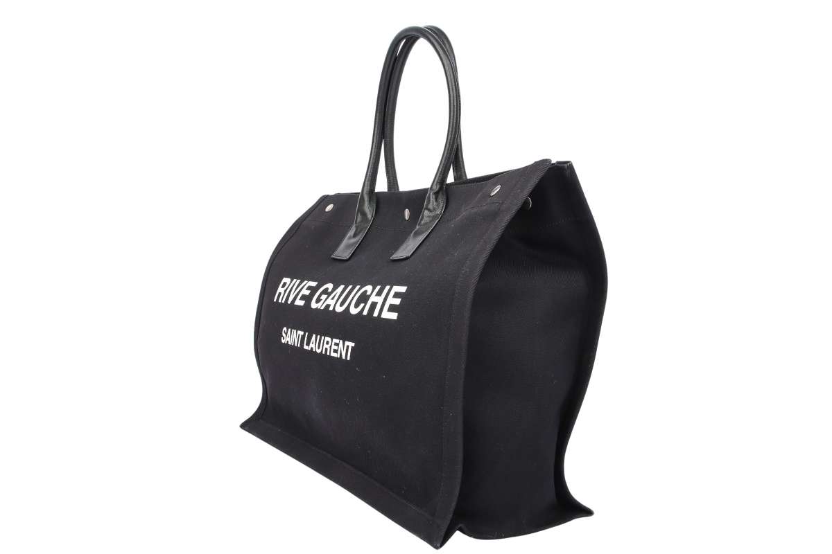 SAINT LAURENT RIVE GAUCHE トートバッグ 黒 Rive Gauche leather tote bag in black - Saint Laurent | Mytheresa