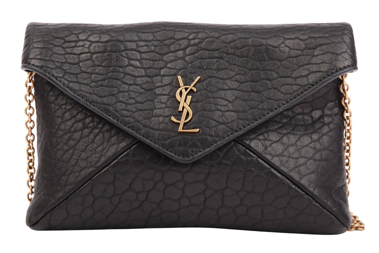 Saint Laurent Kleine Cassandre Ketten-Pochette Leder Schwarz