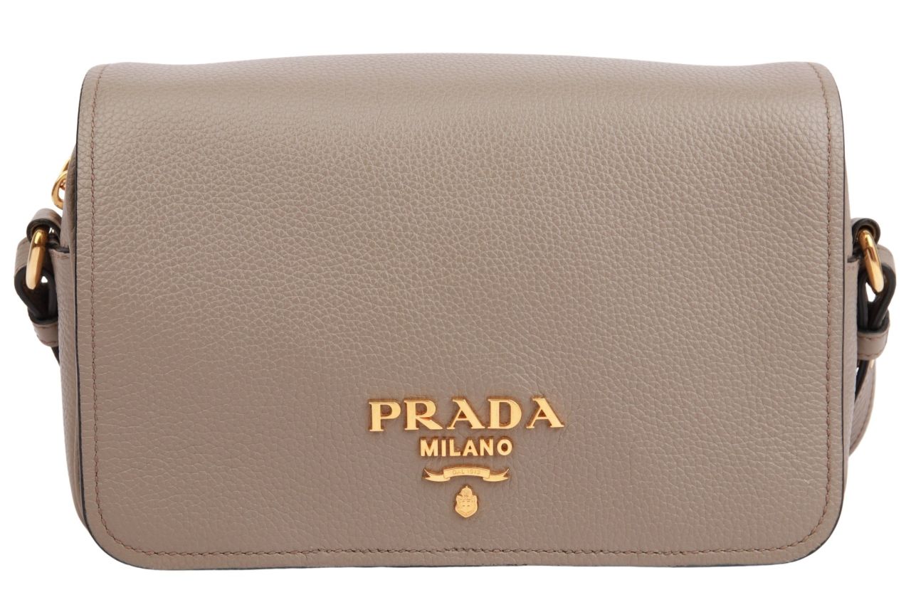 Prada Vitello Phenix Crossbody Bag Grau