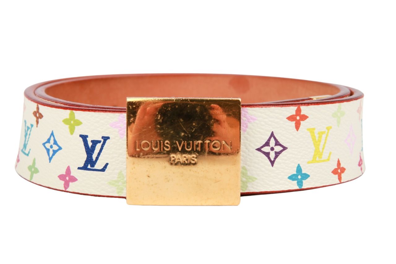 Louis Vuitton Belt Monogram Multicolor White