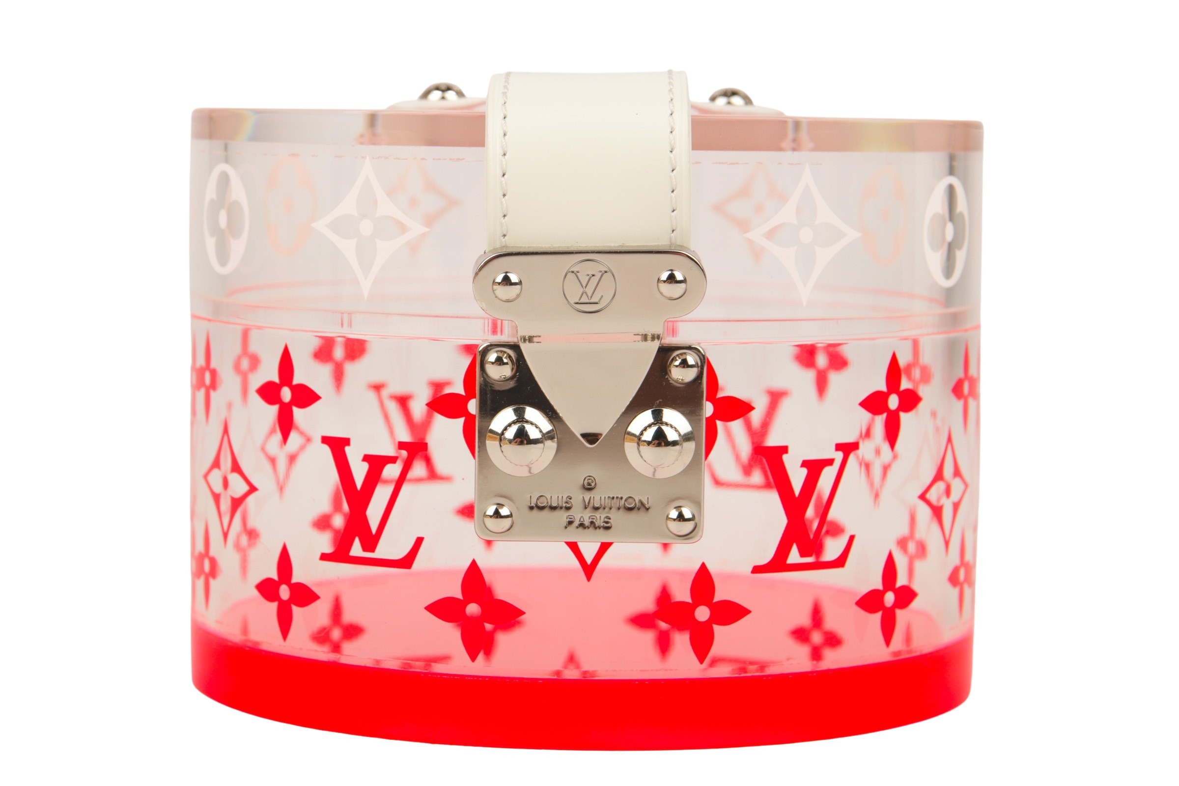Louis Vuitton Rare White Red Plexiglass Scott Trunk Clutch Box Limited Edition