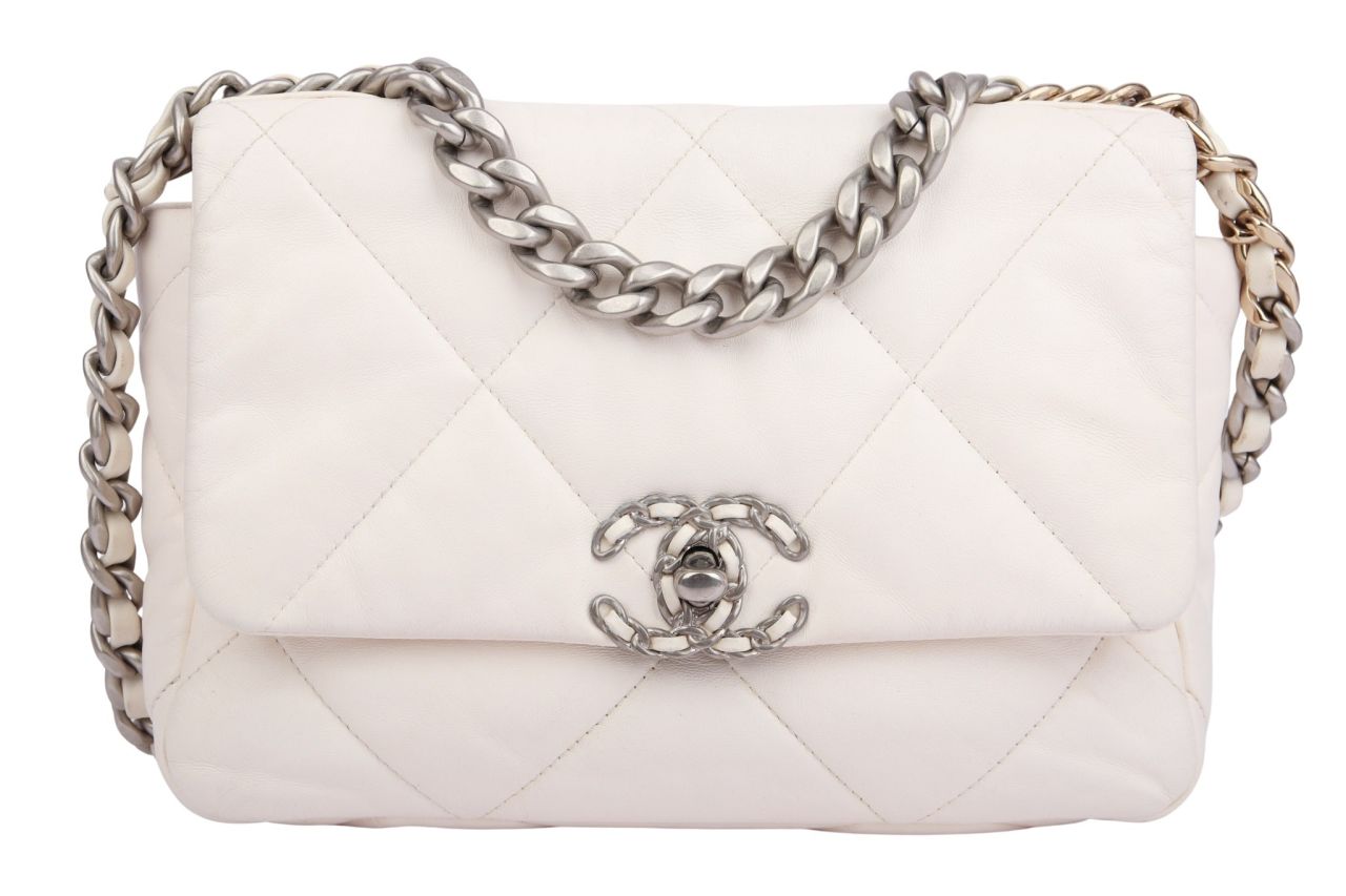 Chanel 19 Flap Bag Small Weiß Leder