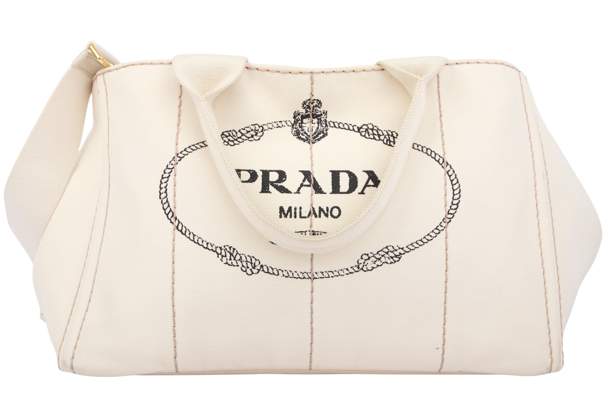 Prada Canapa Tote Bag Canvas Creme