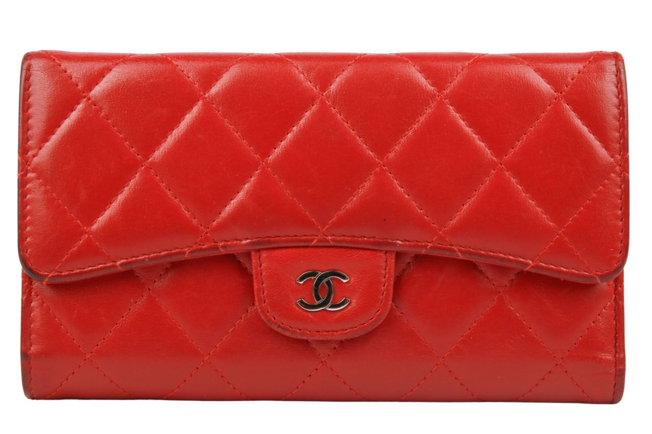 Chanel Portemonnaie Rot Leder