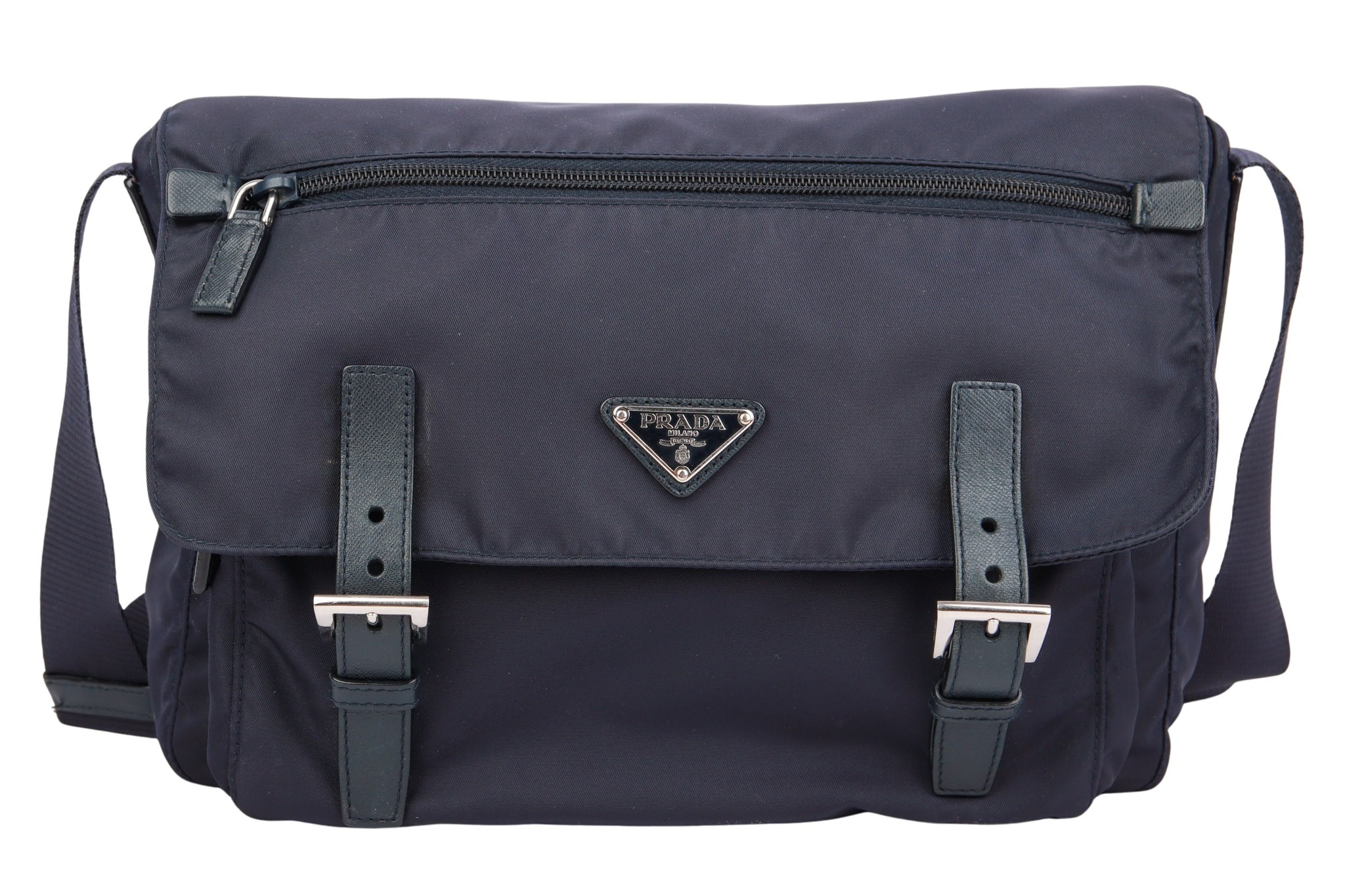 Prada Nylon Messenger Bag Blau