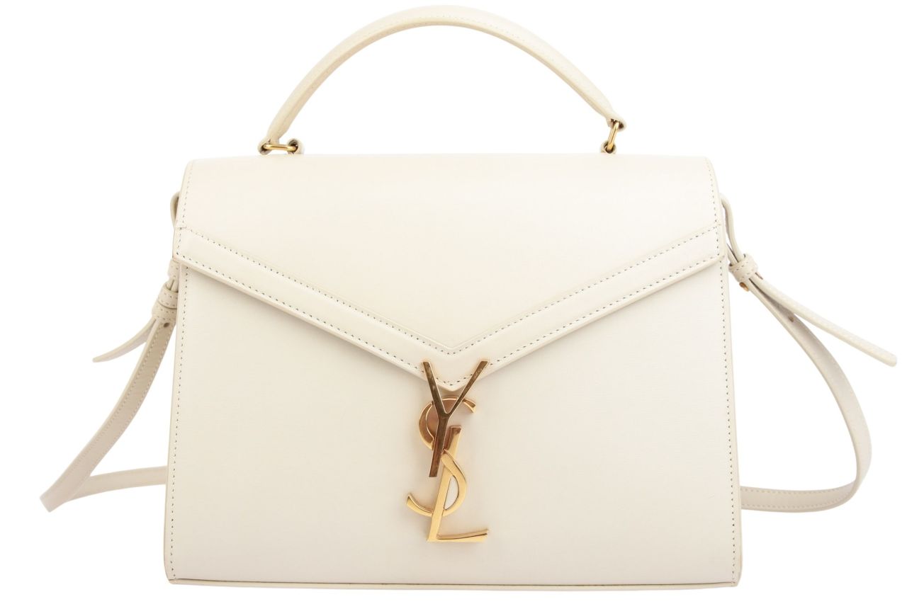Saint Laurent Cassandra Medium Schultertasche Creme