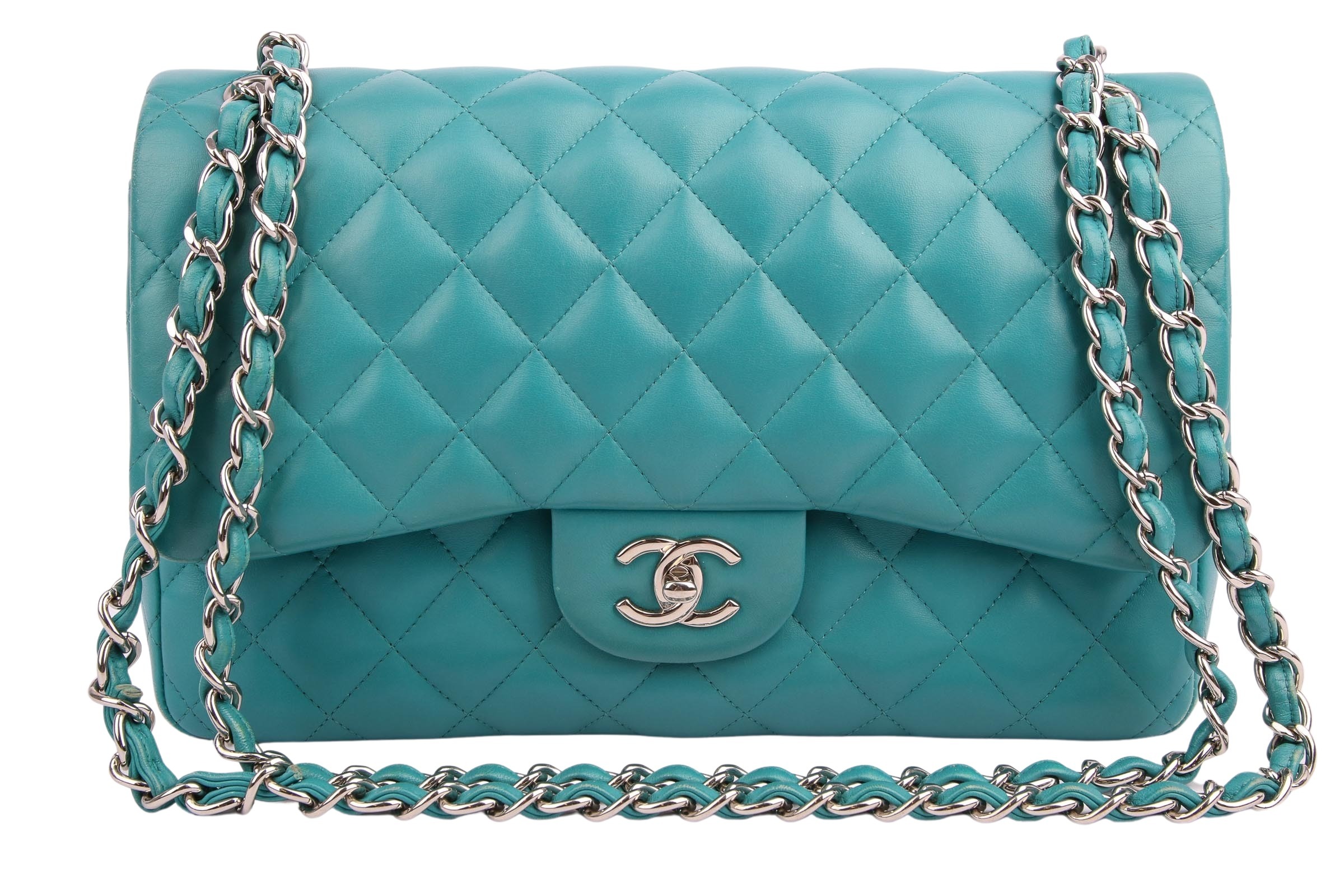 Chanel Double Flap Bag Jumbo Turquoise