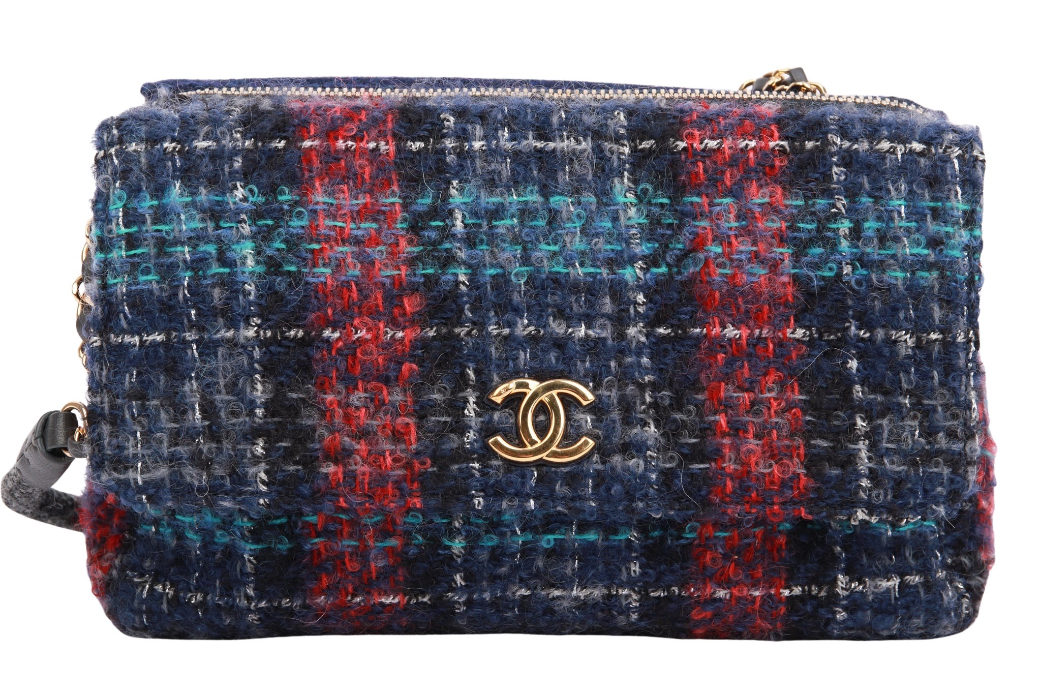 Chanel Flap Bag Tweed Blau