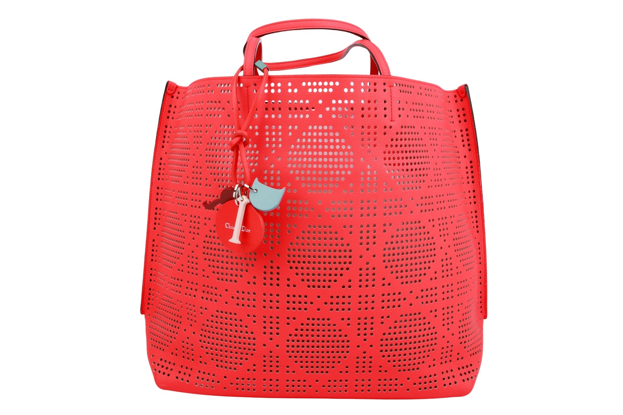 Dior Dioriva Shopping Tote Bag Perforated Cannage Leder Rot