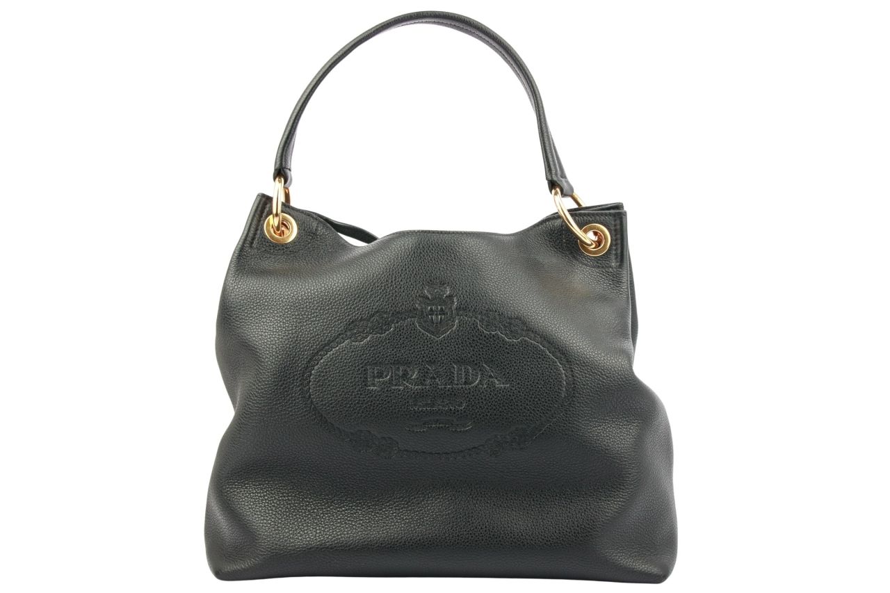 Prada Hobo Bag Leder Schwarz