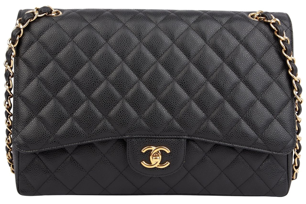 Chanel Maxi Double Flap Bag Caviar Leder Schwarz