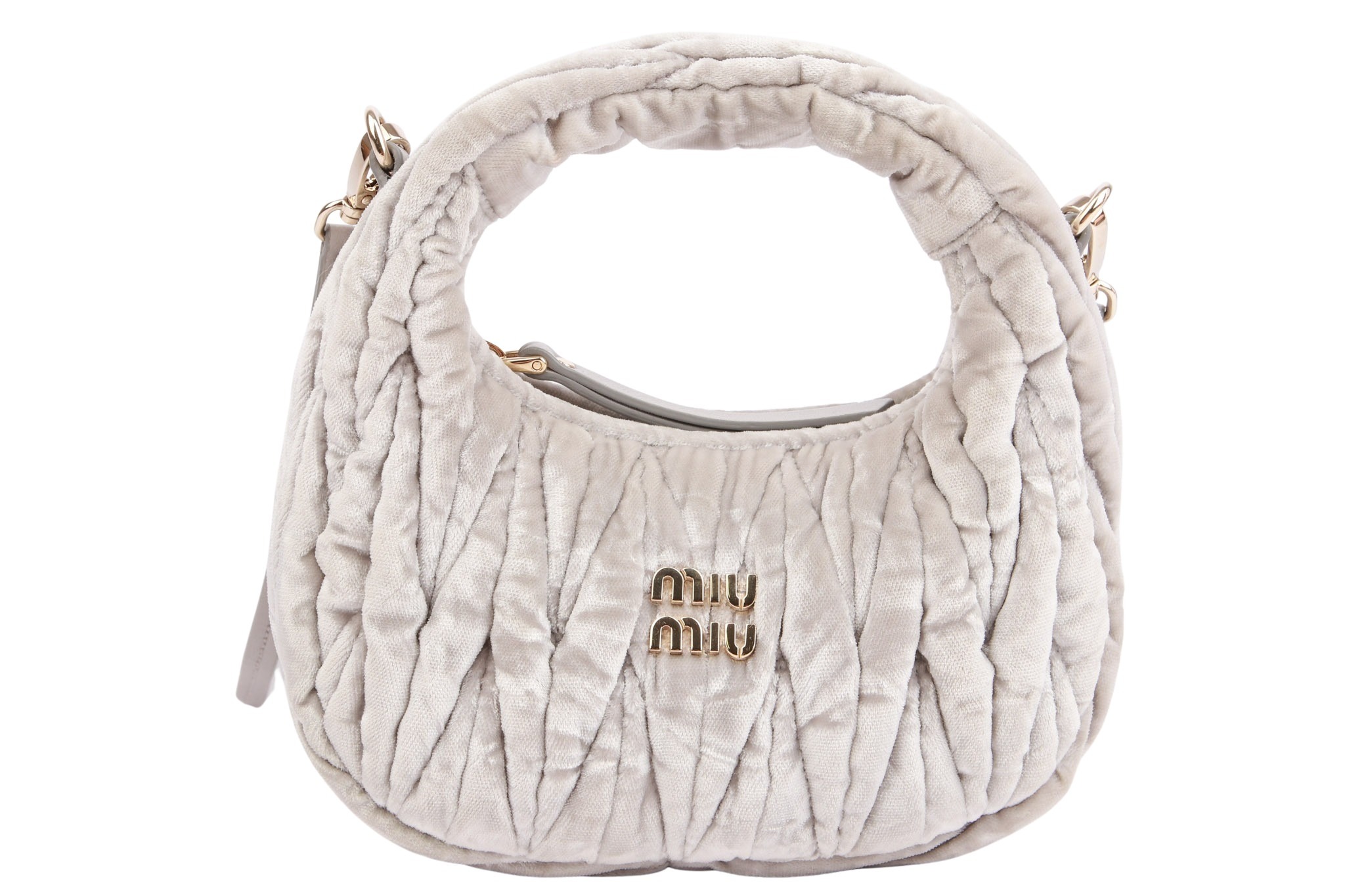 Miu Miu Wander Hobo Tasche Samt Grau