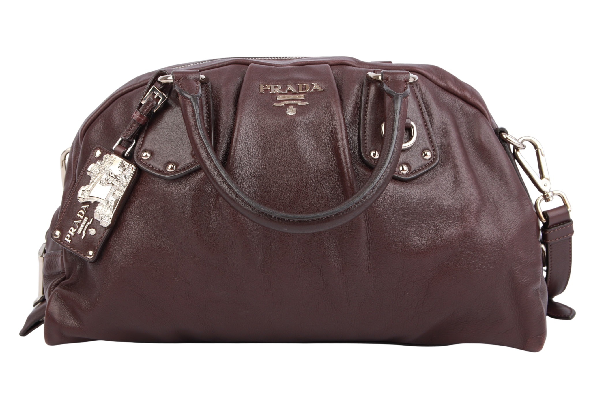 Prada Bowling Bag Leder Plum
