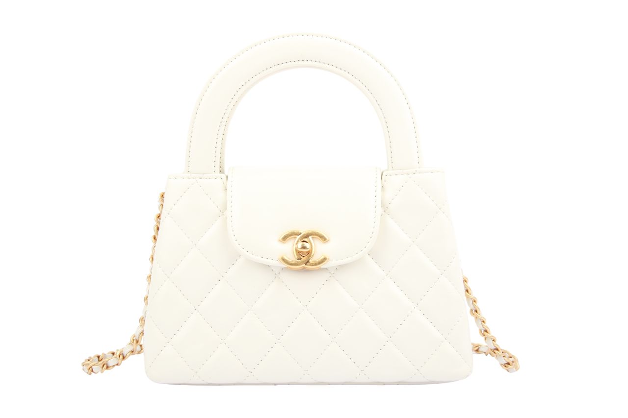 Chanel Kelly Mini Lammleder Weiß
