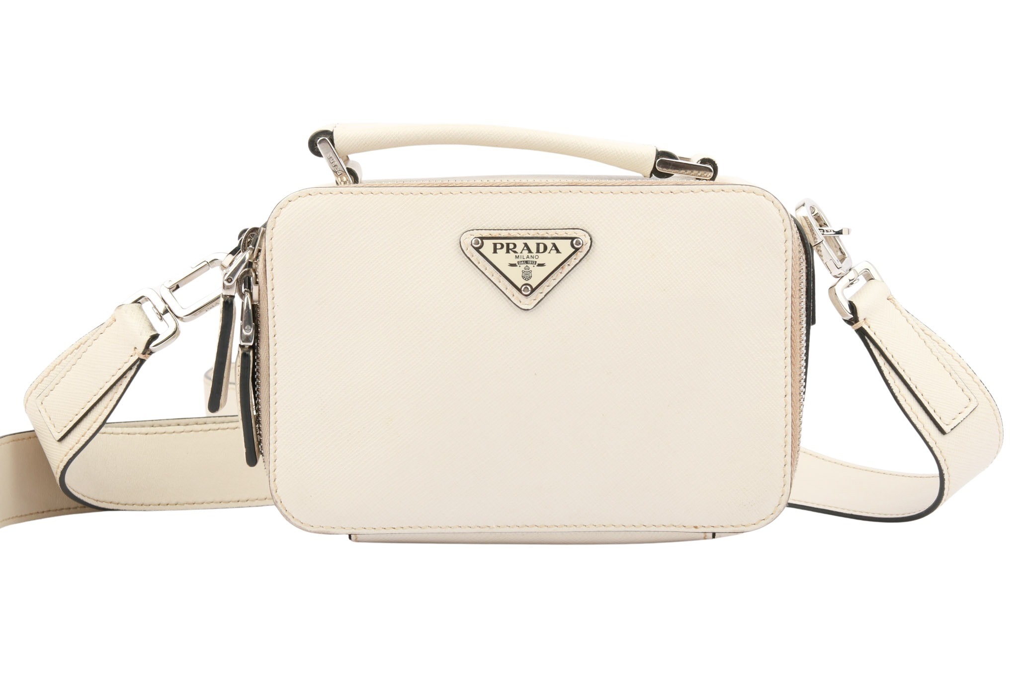 Prada Brique Tasche Saffiano Leder Creme Prada Brique Tasche Saffiano Leder Creme