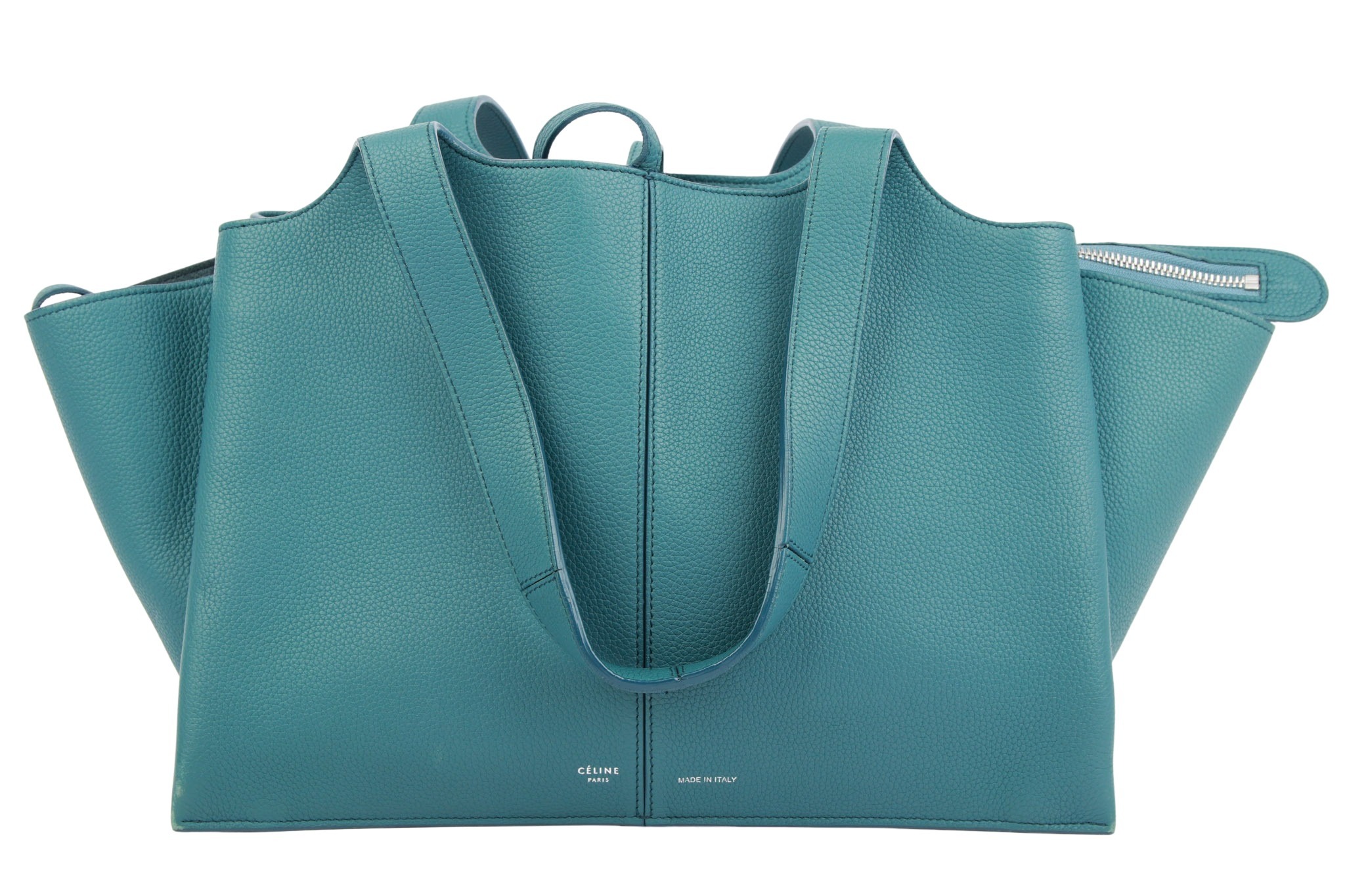 Céline Trifold Small Türkis Leder