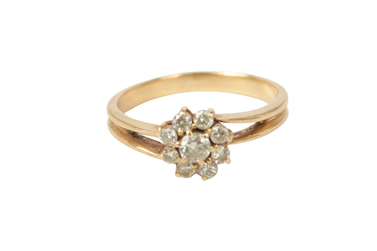 Vintage Ring 18K Gelbgold mit Diamanten Gr. 49