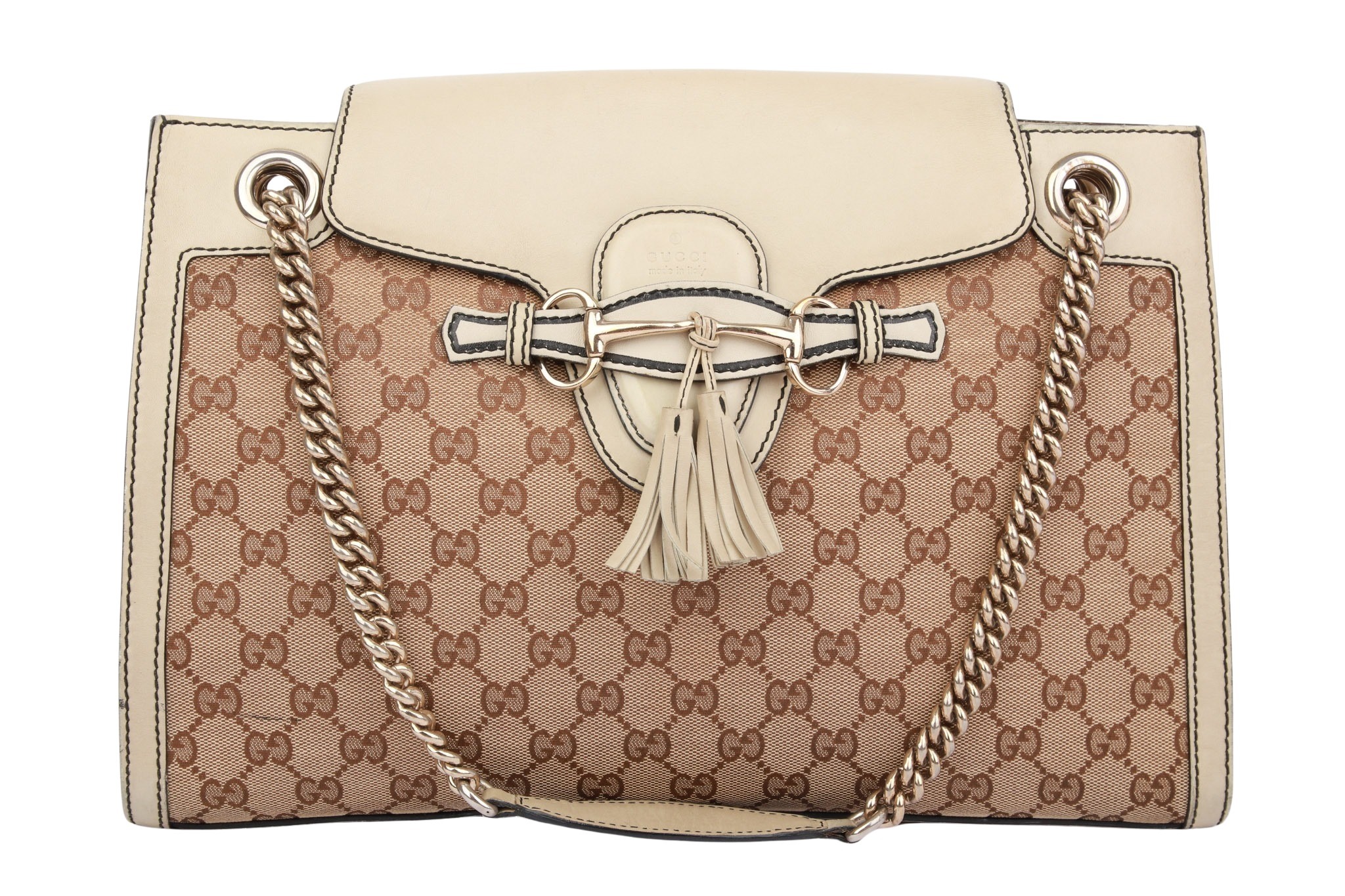 Gucci Emily GG Schultertasche Guccissima Beige